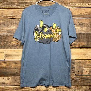 Love & Faith Blessed Pumpkins T-Shirt Women's Size L